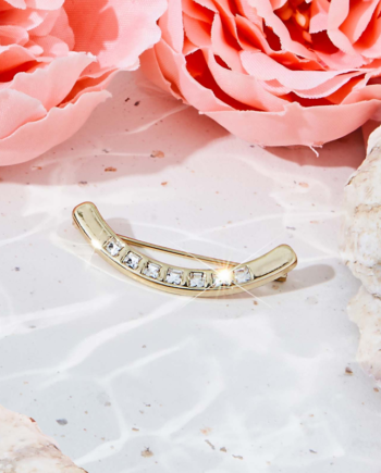 CURVED CRYSTAL PIN - GOLD