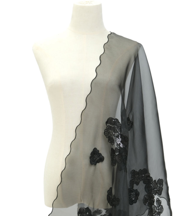 Kalsandra Sequin Selendang - Black