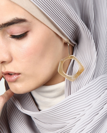 Hexagon Earring - Beige Tortoise Shell