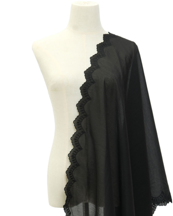 Thalita Embroidered Selendang - Black